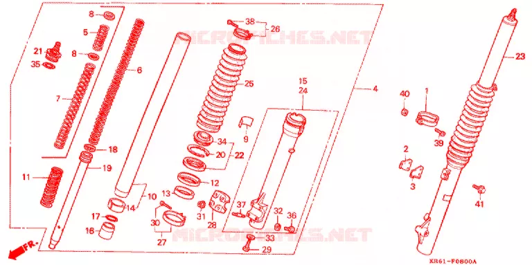 FRONT FORK (1) (RF/R2F/RH/R3J/RK/RL/R3L) Honda MOTO 250 XL 1988  XLR250R3J