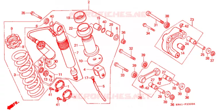 REAR SHOCK ABSORBER (1) (RF/R2F/RH/R3J/RK/RL/R3L) Honda MOTO 250 XL 1990  XLR250R3L