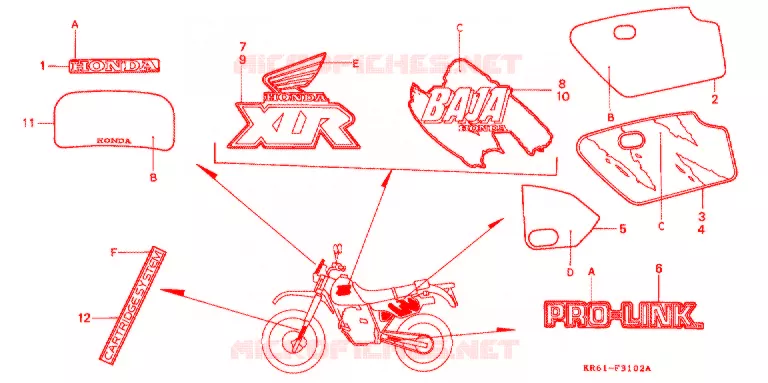 STICKERS (3) (RM/R3M) Honda MOTO 250 XL 1991  XLR250R3M