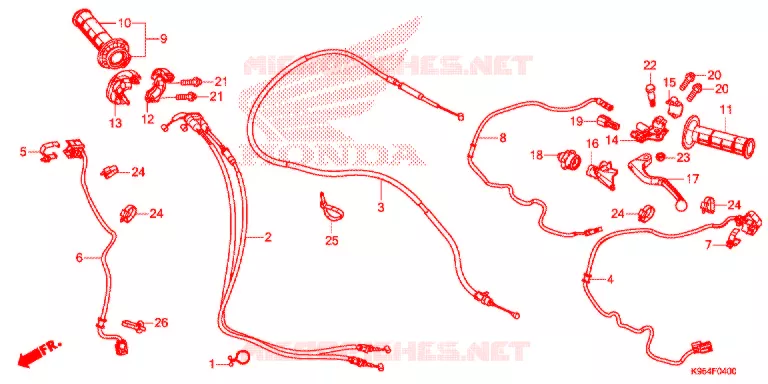 LEVER - SWITCH - CABLE (1) Honda MOTO 250 CRF 2018  CRF250RJ