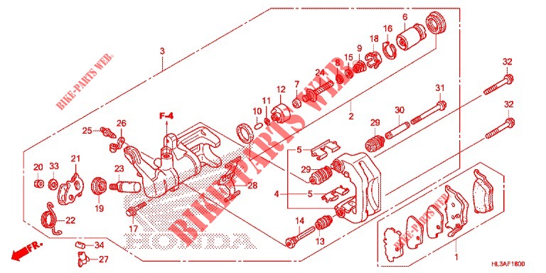 REAR BRAKE CALIPER for Honda PIONEER 700 M2 2018
