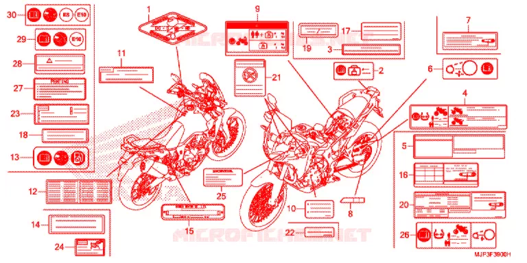 CAUTION LABEL Honda MOTO 1000 AFRICA-TWIN 2017  CRF1000AH