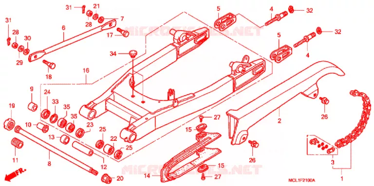 SWINGARM - CHAIN CASE Honda MOTO 400 SHADOW 2004  NV400DC4
