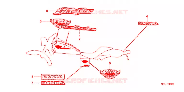 STICKERS (DC5-DC7) Honda MOTO 400 SHADOW 2007  NV400DC7