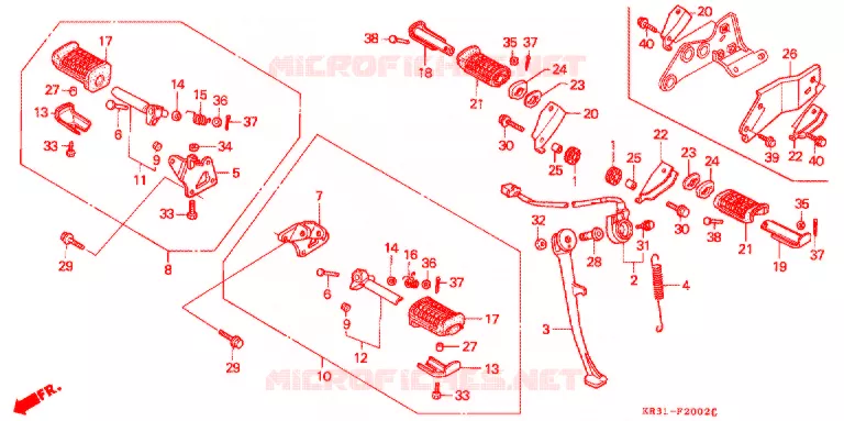 FOOT REST - STAND (CA250TL/TN/TP/TR) Honda MOTO 250 REBEL 1990  CA250TL