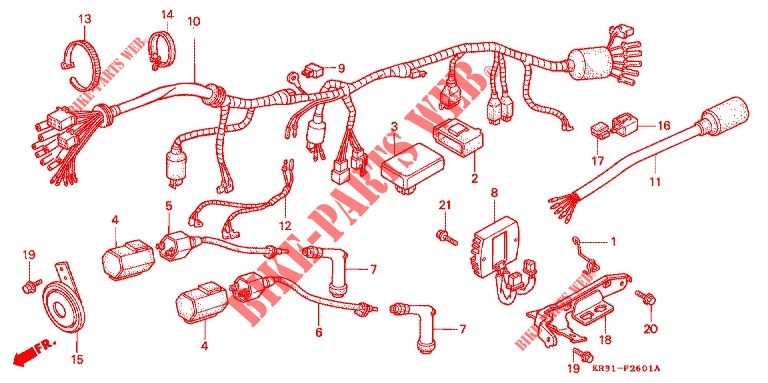 WIRE HARNESS (CA250TL/TN/TP) for Honda REBEL 250 Pull back handle, TYPE III 1991