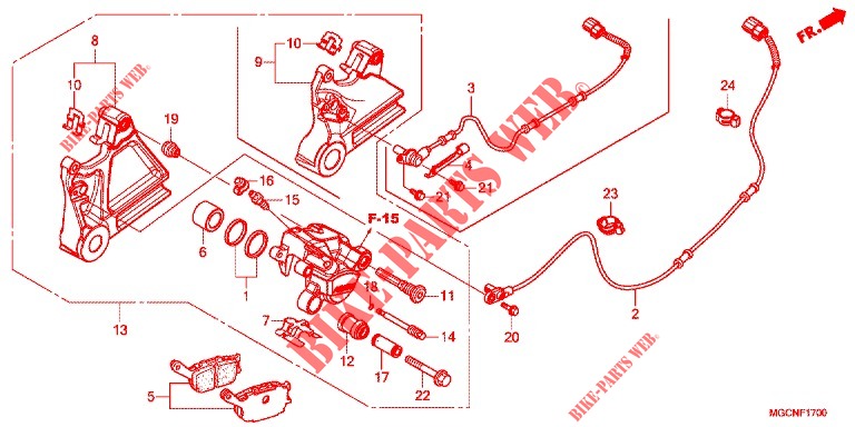 REAR BRAKE CALIPER (CB1100CAD/TAD) for Honda CB 1100 DCT ABS 2021