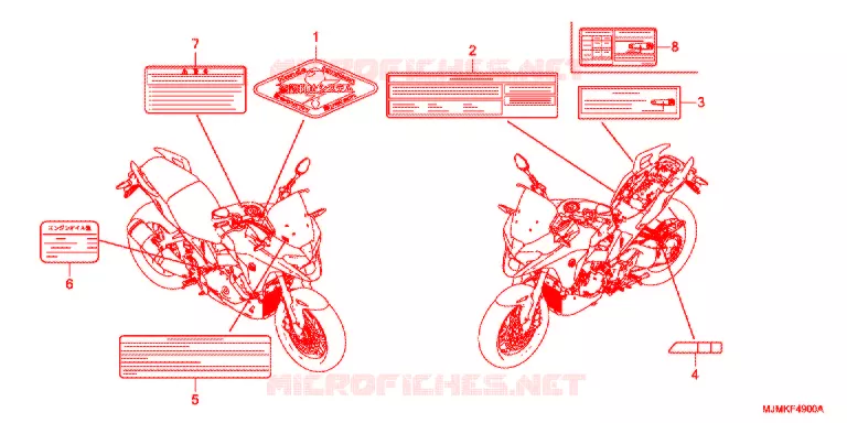 CAUTION LABEL Honda MOTO 800 CROSSRUNNER 2019  VFR800XK