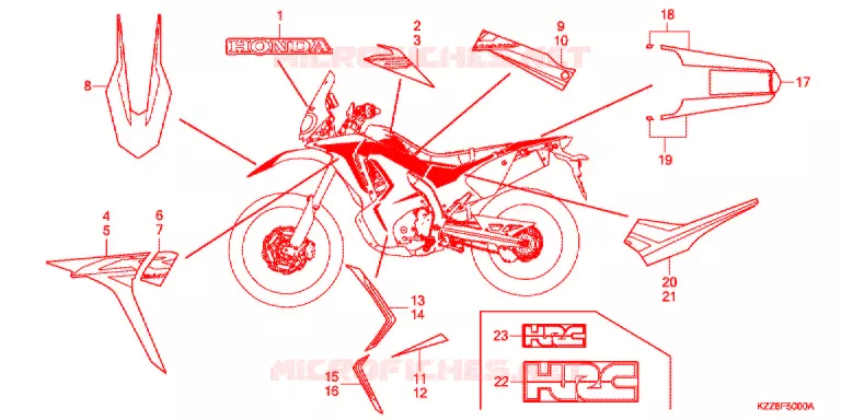 STICKERS (CRF250RL/RDA/RLA/RLD) Honda MOTO 250 CRF 2019  CRF250RDAK