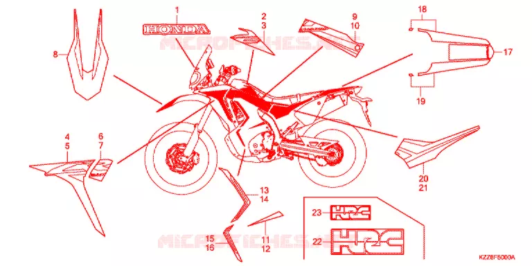 STICKERS (CRF250RL/RDA/RLA/RLD) Honda MOTO 250 CRF 2020  CRF250RLAK