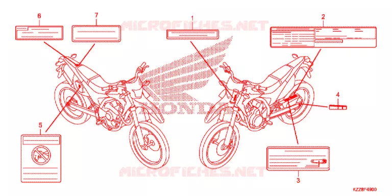 CAUTION LABEL Honda MOTO 250 CRF 2014  CRF250LE