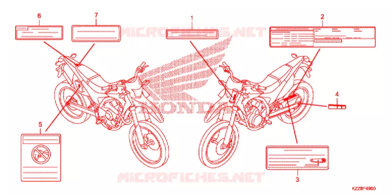 CAUTION LABEL Honda MOTO 250 CRF 2014  CRF250ME