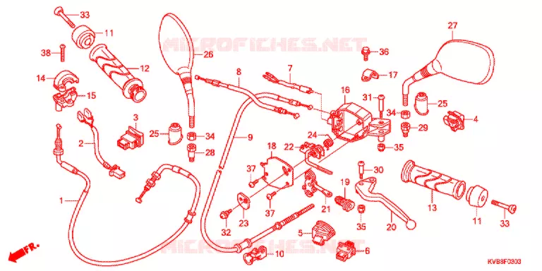 HANDLE LEVER/SWITCH/CABLE (4) Honda SCOOTER 110 CLICK 2011  ACB110CBB