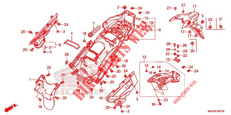 REAR FENDER (CRF1100A2/A4/AL2/AL4/D2/D4/DL2/DL4) for Honda AFRICA TWIN 1100 DCT ADVENTURE SPORT 2020
