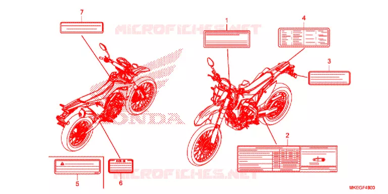 CAUTION LABEL Honda MOTO 450 CRF 2020  CRF450LL