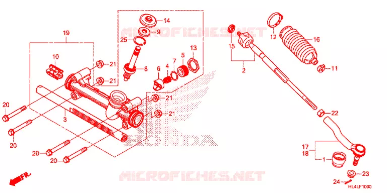STEERING RACK - TIE ROD Honda ATV 1000 PIONEER 2020  SXS1000M5DL