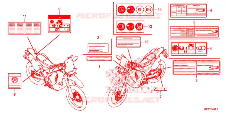 CAUTION LABEL (CRF250RL/RLA) Honda MOTO 250 CRF 2020  CRF250RLAL
