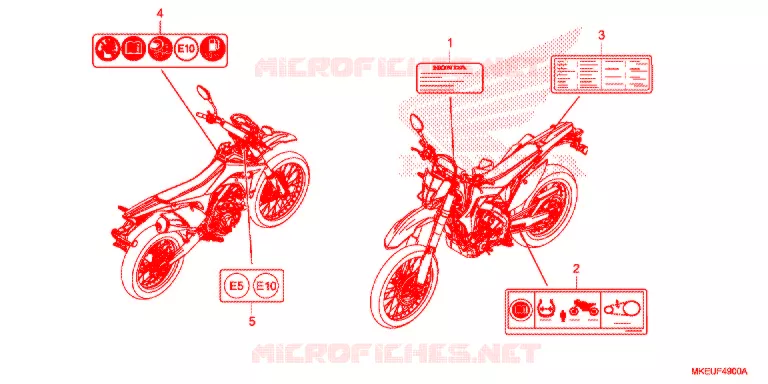 CAUTION LABEL  Honda MOTO 450 CRF 2020  CRF450LL