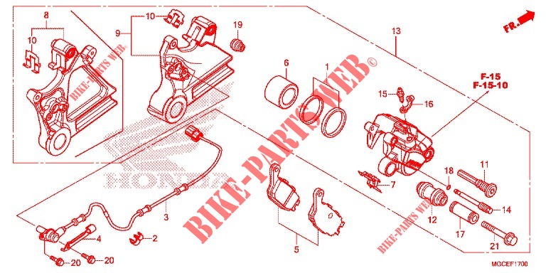 REAR BRAKE CALIPER  for Honda CB 1100 EX ABS 2016