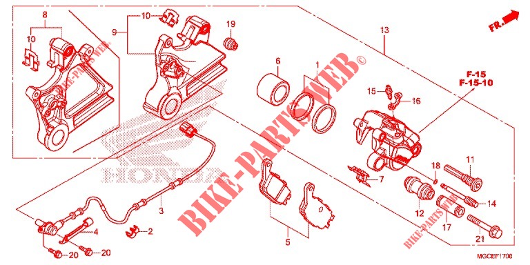 REAR BRAKE CALIPER  for Honda CB 1100 EX ABS 2014