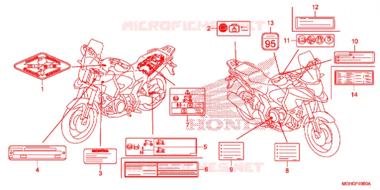 CAUTION LABEL  Honda MOTO 1200 CROSSTOURER 2016  VFR1200XG