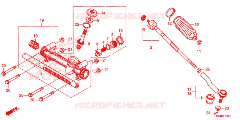STEERING RACK - TIE ROD Honda ATV 1000 PIONEER 2021  SXS1000M5LM