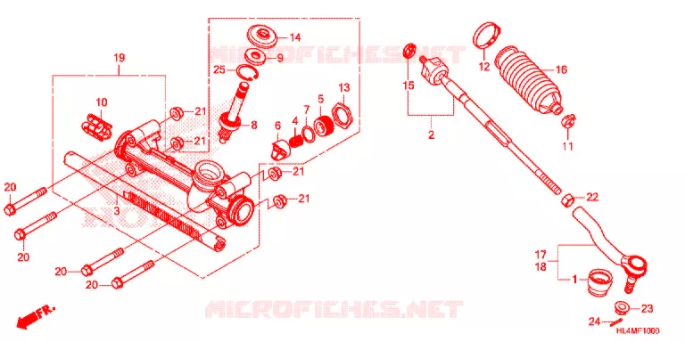 STEERING RACK - TIE ROD Honda ATV 1000 PIONEER 2021  SXS1000M5LM
