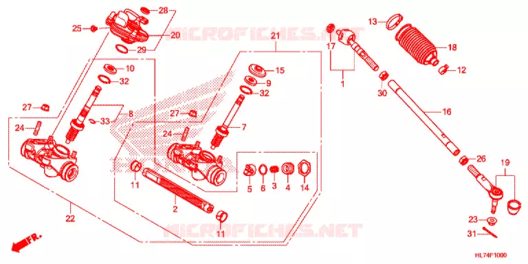 STEERING RACK - TIE ROD Honda ATV 1000 TALON 2021  SXS1000S4XM