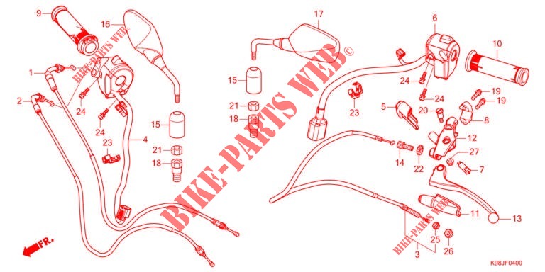 HANDLE LEVER/SWITCH/CABLE /MIRROR  for Honda CB 125 R ABS 2021