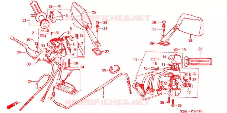 CABLE/SWITCH/HANDLE LEVER (CH125H/N/P/R) Honda SCOOTER 125 SPACY 1991  CH125H