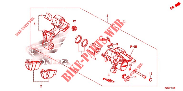 REAR BRAKE CALIPER   for Honda MSX 125 2015