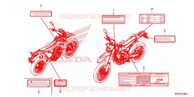 CAUTION LABEL   Honda MOTO 450 CRF 2020  CRF450LL