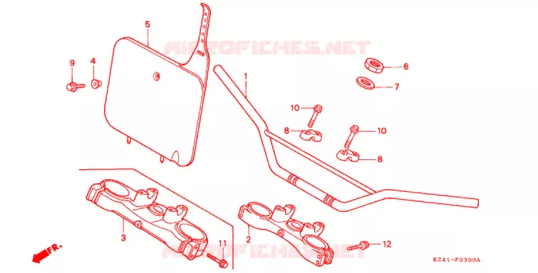 HANDLE PIPE/TOP BRIDGE  (CR125RL/M/N/P/R) Honda MOTO 125 CR 1993  CR125RP