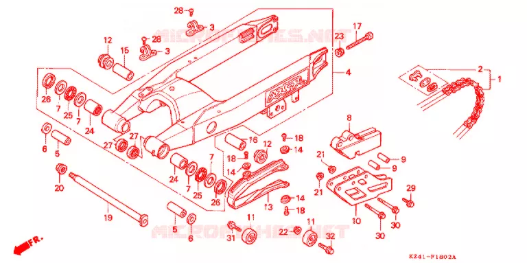 SWINGARM  (CR125RP/R/S/T) Honda MOTO 125 CR 1993  CR125RP