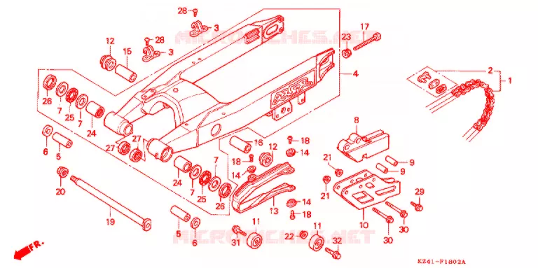 SWINGARM  (CR125RP/R/S/T) Honda MOTO 125 CR 1994  CR125RR