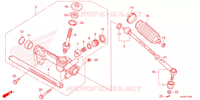 STEERING RACK - TIE ROD Honda ATV 500 PIONEER 2022  SXS500MN