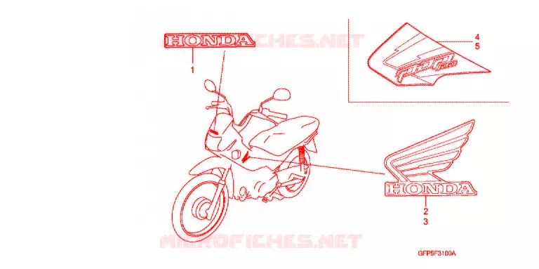 STICKERS Honda MOTO 100 POP 2012  RF100C