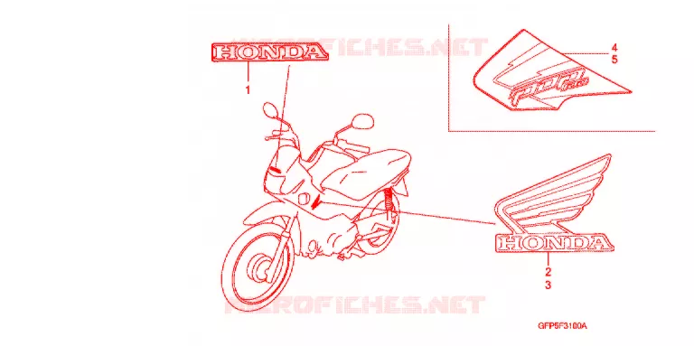 STICKERS Honda MOTO 100 POP 2013  RF100D
