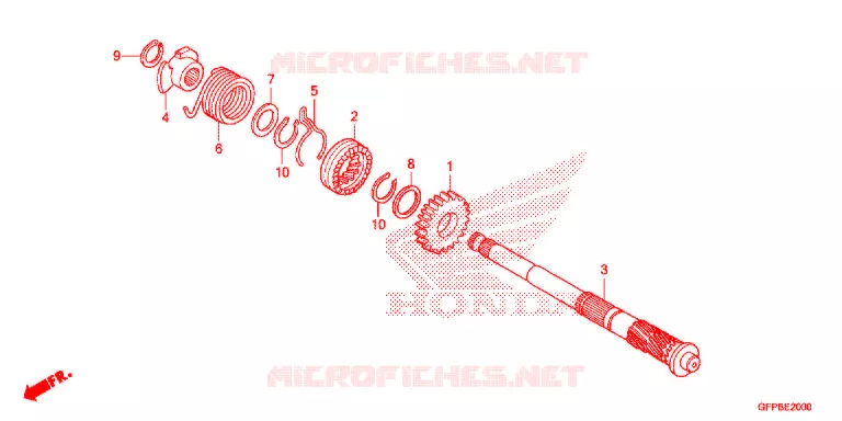 KICKSTARTER AXLE Honda MOTO 100 POP 2015  RF100F