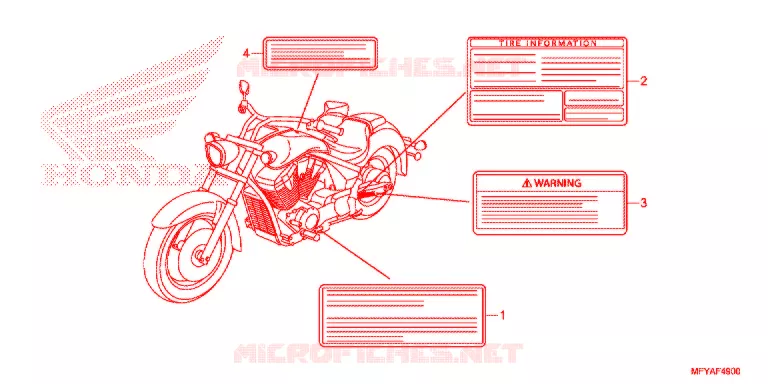 CAUTION LABEL Honda MOTO 1300 VT 2012  VT1300CSC