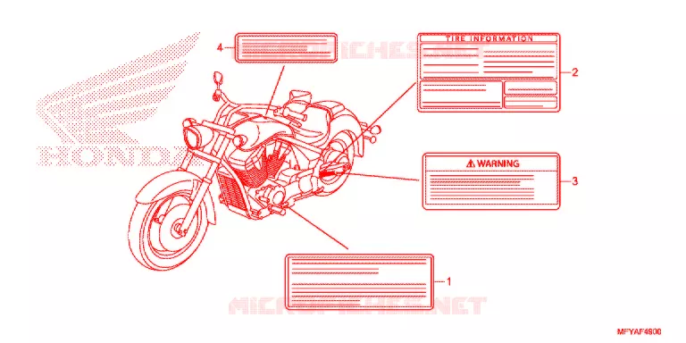 CAUTION LABEL Honda MOTO 1300 VT 2012  VT1300CTAC