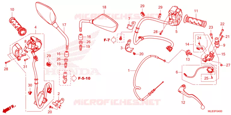 HANDLE SWITCH /  GRIPS / CABLES / MIRRORS Honda MOTO 750 HORNET 2024  CB750AP