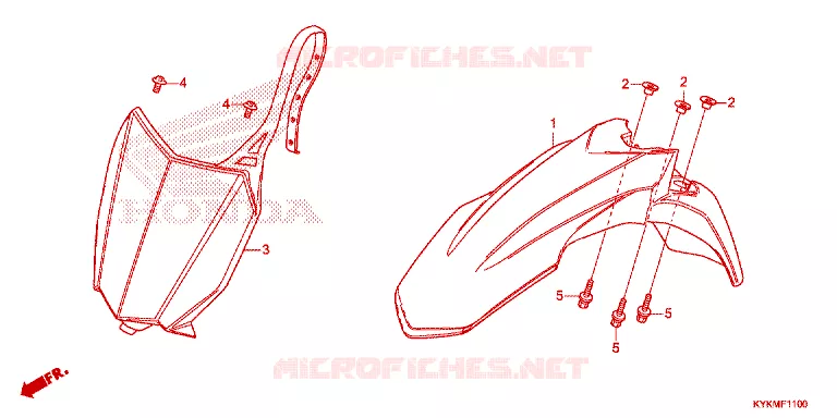 FRONT FENDER - FOOT REST Honda MOTO 110 CRF 2022  CRF110FN