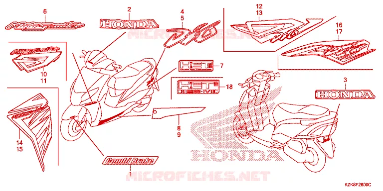 STICKERS Honda SCOOTER 110 DIO 2016  SCV110FBC