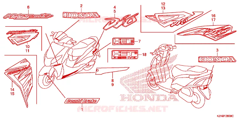 STICKERS Honda SCOOTER 110 DIO 2017  SCV110FBH