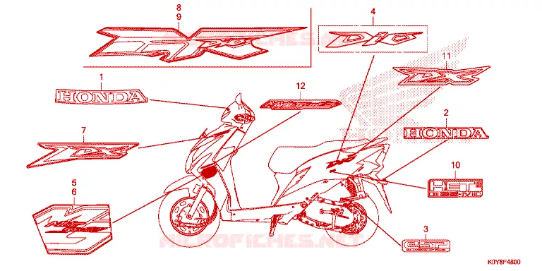 STICKERS Honda SCOOTER 110 DIO 2020  SCV110FBL