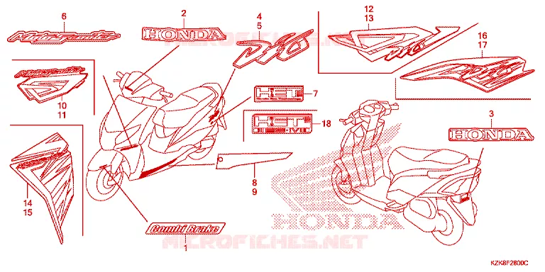 STICKERS Honda SCOOTER 110 DIO 2013  SCV110FD