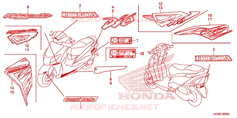 STICKERS Honda SCOOTER 110 DIO 2017  SCV110FH