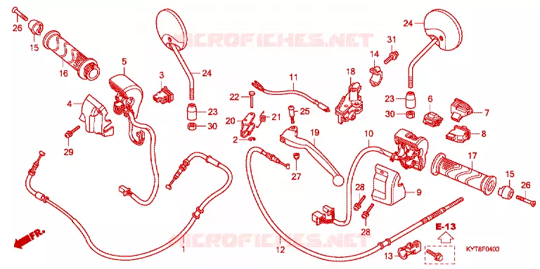 HANDLE LEVER - CABLE - SWITCH Honda SCOOTER 110 SCOOPY 2012  ACF110SFC