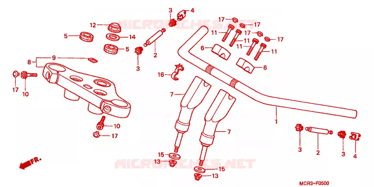 HANDLEBAR - TRIPLE CLAMP - STEERING STEM Honda MOTO 750 VT 2002  VT750DC2